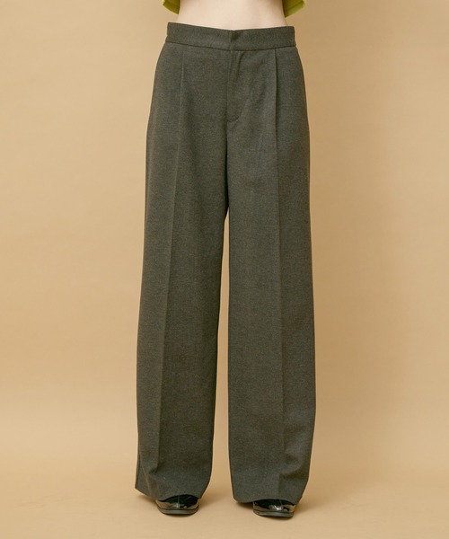 VIS（ビス）の「【洗える】ダブルウエストワイドパンツ（スラックス・レディース・チャコールグレー/グレー/ベージュ系その他3・S/M/L）」の6枚目の写真
