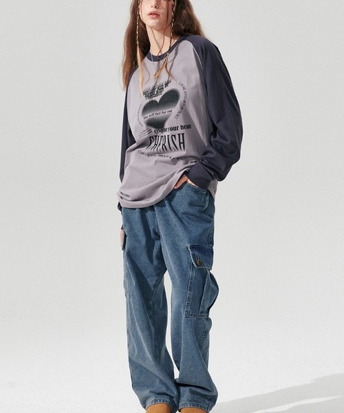 WONDER VISITOR(ワンダービジター)の「WONDER VISITOR/Y2Kラグラン長袖Tシャツ 2982980(Tシャツ/カットソー・レディース・グレー/ブルー・FREE)」の22枚目の写真