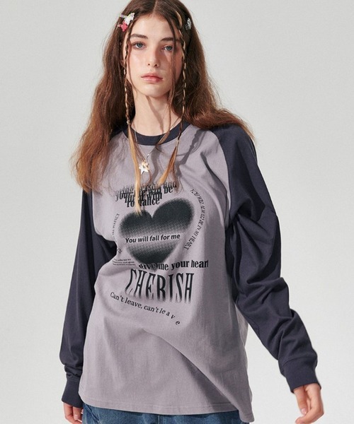 WONDER VISITOR(ワンダービジター)の「WONDER VISITOR/Y2Kラグラン長袖Tシャツ 2982980(Tシャツ/カットソー・レディース・グレー/ブルー・FREE)」の6枚目の写真