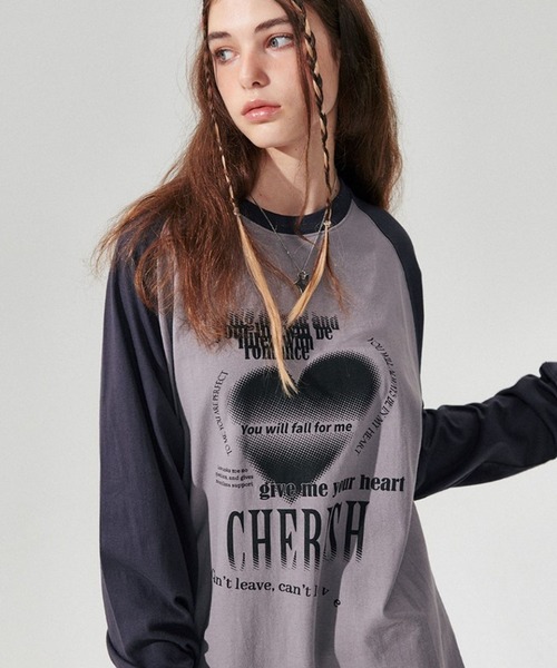WONDER VISITOR(ワンダービジター)の「WONDER VISITOR/Y2Kラグラン長袖Tシャツ 2982980(Tシャツ/カットソー・レディース・グレー/ブルー・FREE)」の7枚目の写真