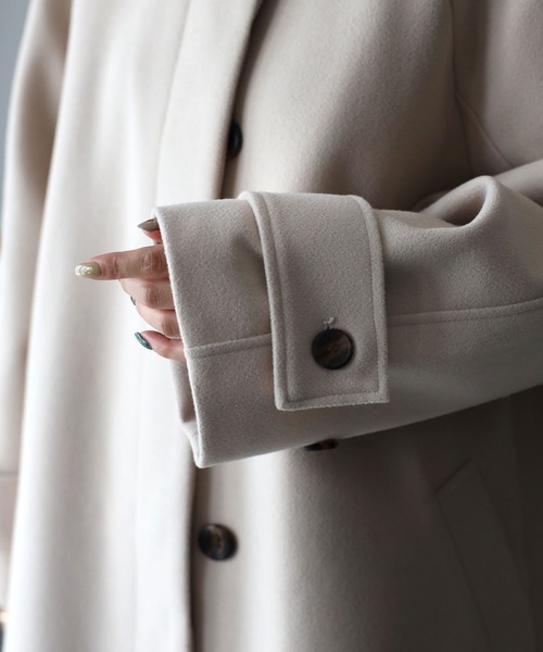 Riberry（リベリー）の「スタンドカラーラグランロングコート（ステンカラーコート・レディース・アイボリー/ブラック/グレイッシュベージュ/モカ・MEDIUM）」の10枚目の写真