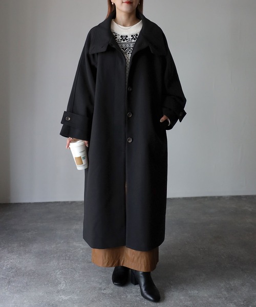 Riberry（リベリー）の「スタンドカラーラグランロングコート（ステンカラーコート・レディース・アイボリー/ブラック/グレイッシュベージュ/モカ・MEDIUM）」の16枚目の写真