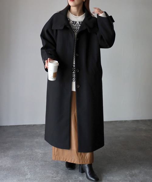 Riberry（リベリー）の「スタンドカラーラグランロングコート（ステンカラーコート・レディース・アイボリー/ブラック/グレイッシュベージュ/モカ・MEDIUM）」の17枚目の写真