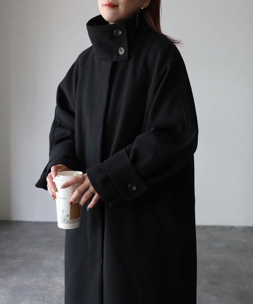 Riberry（リベリー）の「スタンドカラーラグランロングコート（ステンカラーコート・レディース・アイボリー/ブラック/グレイッシュベージュ/モカ・MEDIUM）」の21枚目の写真