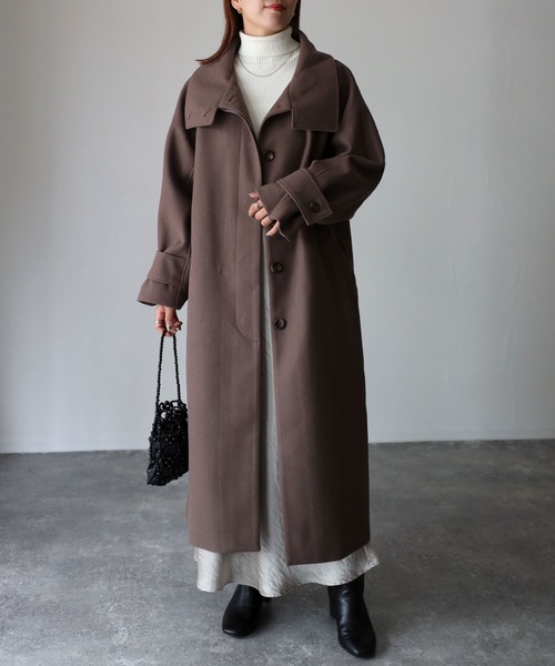 Riberry（リベリー）の「スタンドカラーラグランロングコート（ステンカラーコート・レディース・アイボリー/ブラック/グレイッシュベージュ/モカ・MEDIUM）」の22枚目の写真