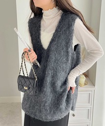 モヘアライクVネックベスト