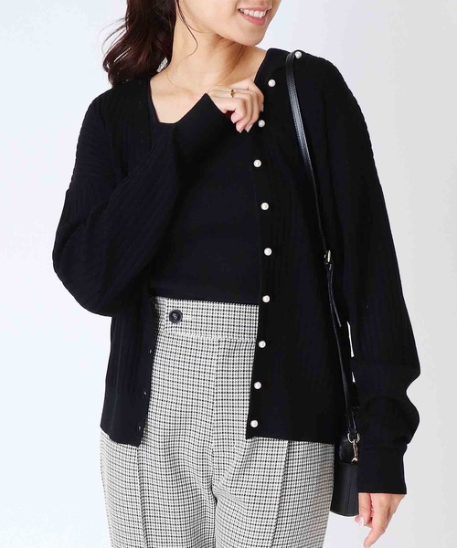 【セール】前後2wayパール カーディガン エクストラファインウール（ニット/セーター）｜Jines（ジネス）