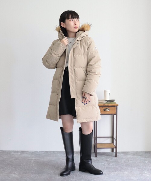 GEVACO（ゲバコ）の「【GEVACO/ゲバコ】タッサーロングダウン（ダウンジャケット/コート・レディース・ネイビー/ベージュ/ブラック・36/38）」の4枚目の写真