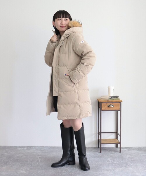 GEVACO（ゲバコ）の「【GEVACO/ゲバコ】タッサーロングダウン（ダウンジャケット/コート・レディース・ネイビー/ベージュ/ブラック・36/38）」の5枚目の写真