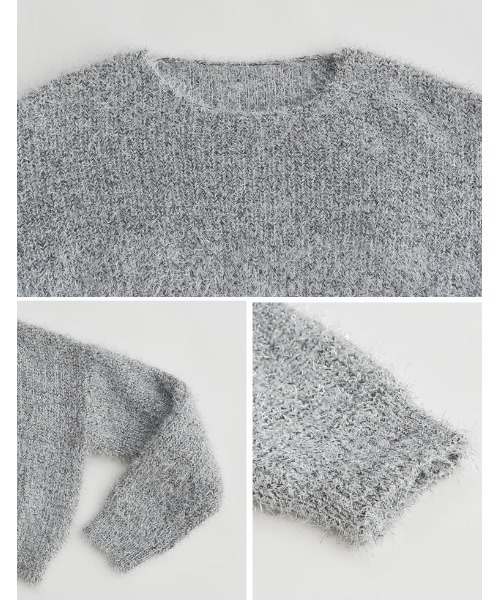 Re:EDIT（リエディ）の「ラメミックスクロップド丈シャギーニットトップス（ニット/セーター・レディース・ブラック/シルバー/ゴールド・LARGE/MEDIUM）」の20枚目の写真