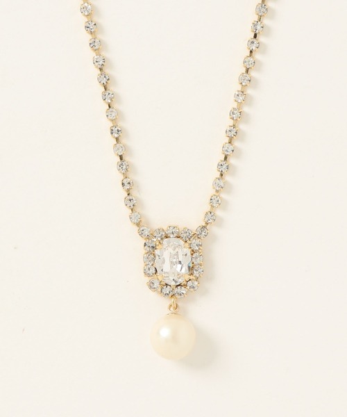 Cupid Heart(キューピッドハート)の「【Cupid Heart】結婚式アクセ!パールチャーム付きビジューネックレス(ネックレス・レディース・シルバー/ゴールド・MEDIUM)」の14枚目の写真
