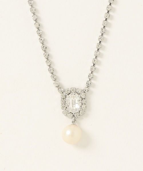 Cupid Heart(キューピッドハート)の「【Cupid Heart】結婚式アクセ!パールチャーム付きビジューネックレス(ネックレス・レディース・シルバー/ゴールド・MEDIUM)」の13枚目の写真