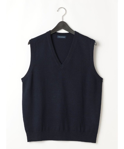 TRANS CONTINENTS（トランスコンチネンツ）の「TRANS CONTINENTS　BIZニット　Vネックベスト　ブラック/グレー/ネイビー（ベスト・メンズ・チャコールグレー/ブラック/ネイビー・L/M/LL）」の3枚目の写真