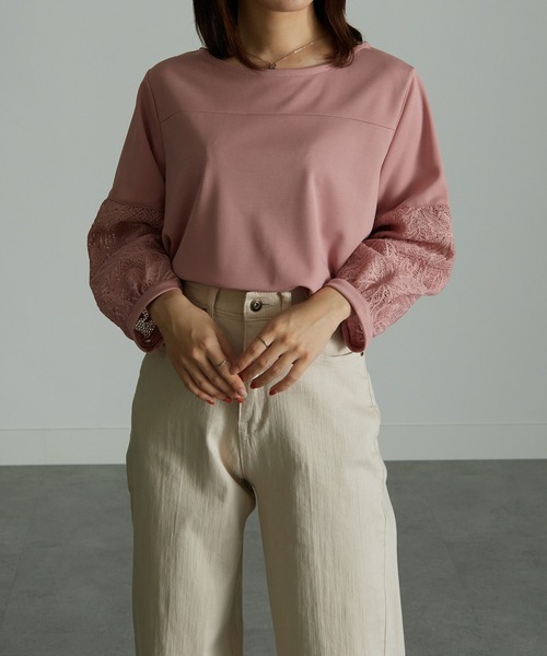 RANAN(ラナン)の「レースボリューム袖カットソートップス(Tシャツ/カットソー・レディース・ライトグレー/オフホワイト/ブラック/ピンク・LL/L/M)」の16枚目の写真