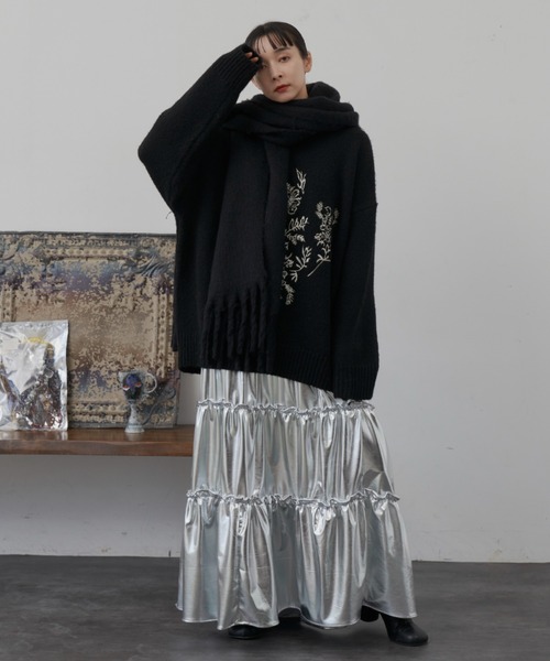 Libra Cue（リブラ キュー）の「メタリックティアードスカート（スカート・レディース・シルバー/ゴールド・FREE）」の3枚目の写真