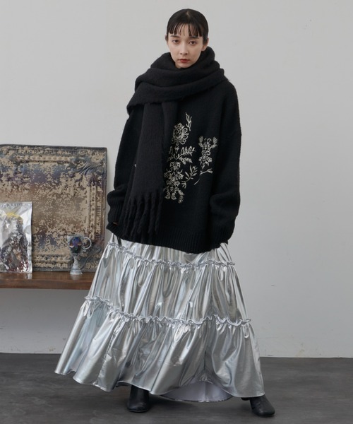 Libra Cue（リブラ キュー）の「メタリックティアードスカート（スカート・レディース・シルバー/ゴールド・FREE）」の4枚目の写真