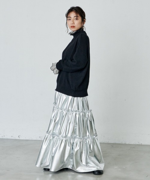 Libra Cue（リブラ キュー）の「メタリックティアードスカート（スカート・レディース・シルバー/ゴールド・FREE）」の15枚目の写真