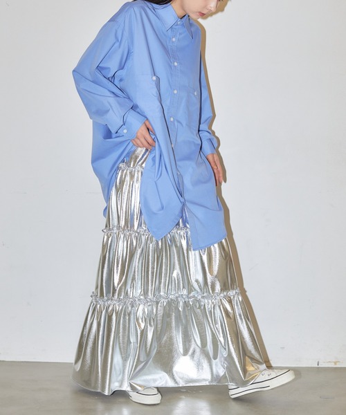 Libra Cue（リブラ キュー）の「メタリックティアードスカート（スカート・レディース・シルバー/ゴールド・FREE）」の22枚目の写真