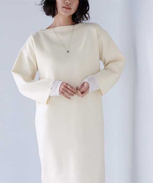 UR'S（ユアーズ）の「ｽｳｪｯﾄﾗｲｸﾆｯﾄﾜﾝﾋﾟｰｽ（ワンピース・レディース・ネイビー/アイボリー・L/S/M）」の6枚目の写真