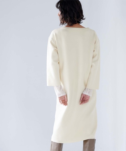 UR'S（ユアーズ）の「ｽｳｪｯﾄﾗｲｸﾆｯﾄﾜﾝﾋﾟｰｽ（ワンピース・レディース・ネイビー/アイボリー・L/S/M）」の7枚目の写真