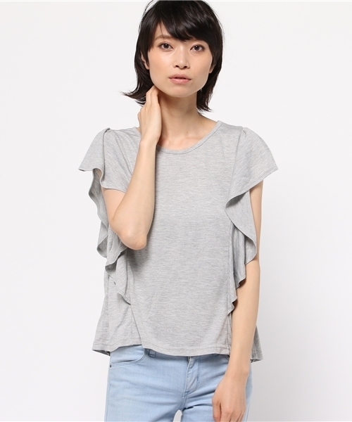 OUTLET(アウトレット)の「【Ciaopanic】T/R天竺×ウィンドペンプルオーバー(Tシャツ/カットソー・レディース・グレー/ホワイト・FREE)」の1枚目の写真