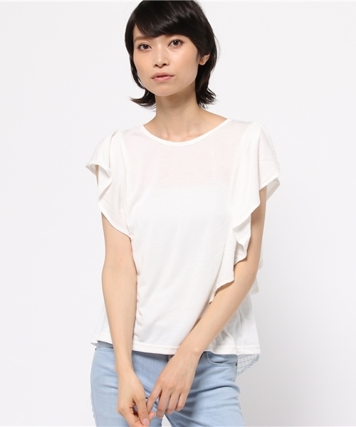 OUTLET(アウトレット)の「【Ciaopanic】T/R天竺×ウィンドペンプルオーバー(Tシャツ/カットソー・レディース・グレー/ホワイト・FREE)」の2枚目の写真