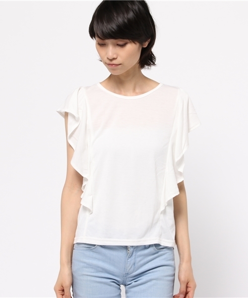 OUTLET(アウトレット)の「【Ciaopanic】T/R天竺×ウィンドペンプルオーバー(Tシャツ/カットソー・レディース・グレー/ホワイト・FREE)」の5枚目の写真