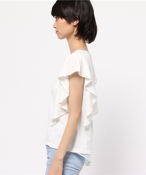 OUTLET(アウトレット)の「【Ciaopanic】T/R天竺×ウィンドペンプルオーバー(Tシャツ/カットソー・レディース・グレー/ホワイト・FREE)」の6枚目の写真