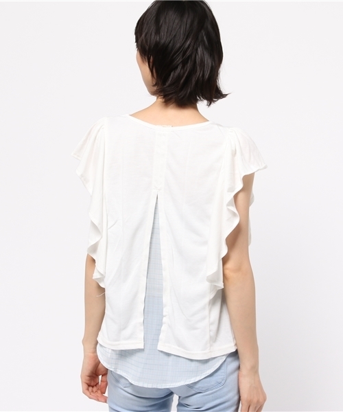 OUTLET(アウトレット)の「【Ciaopanic】T/R天竺×ウィンドペンプルオーバー(Tシャツ/カットソー・レディース・グレー/ホワイト・FREE)」の7枚目の写真