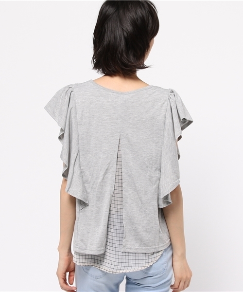 OUTLET(アウトレット)の「【Ciaopanic】T/R天竺×ウィンドペンプルオーバー(Tシャツ/カットソー・レディース・グレー/ホワイト・FREE)」の4枚目の写真