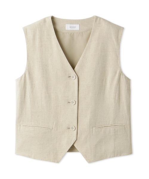 emmi（エミ）の「【emmi atelier】レーヨンリネンベスト（ベスト・レディース・チャコールグレー/ライトベージュ・0/1）」の5枚目の写真