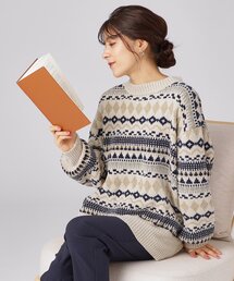 SHOO・LA・RUE | 大人レトロな雰囲気に モール ジャガードニット(ニット/セーター)