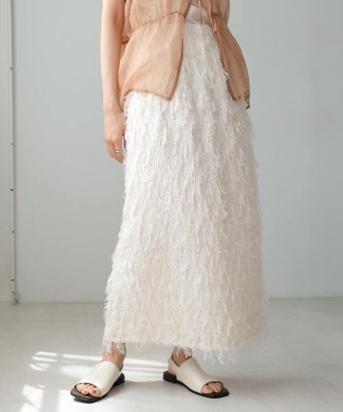 Bab（バブ）の「フリンジタイトスカート（スカート・レディース・ブラック/オフホワイト・M/S）」の3枚目の写真