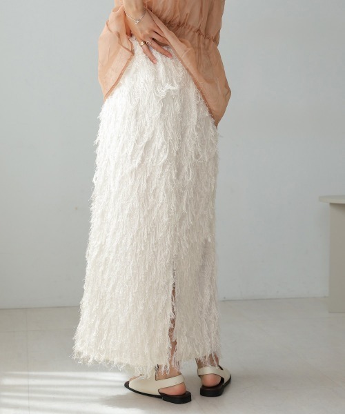 Bab（バブ）の「フリンジタイトスカート（スカート・レディース・ブラック/オフホワイト・M/S）」の9枚目の写真