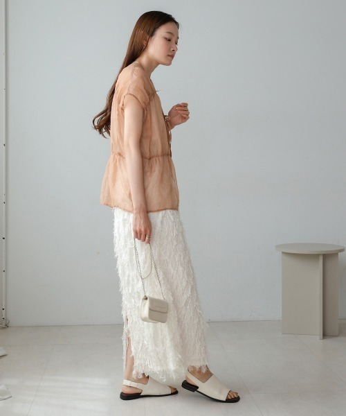 Bab（バブ）の「フリンジタイトスカート（スカート・レディース・ブラック/オフホワイト・M/S）」の10枚目の写真