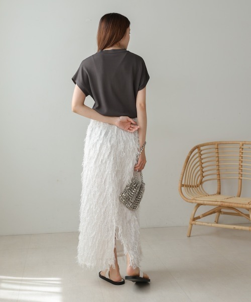 Bab（バブ）の「フリンジタイトスカート（スカート・レディース・ブラック/オフホワイト・M/S）」の16枚目の写真