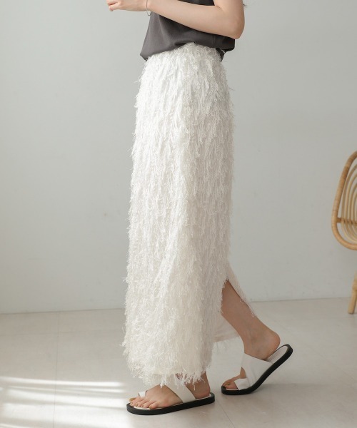 Bab（バブ）の「フリンジタイトスカート（スカート・レディース・ブラック/オフホワイト・M/S）」の17枚目の写真