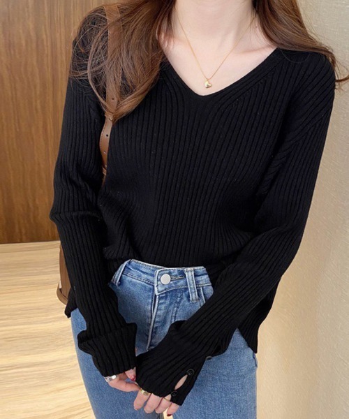Miniministore(ミニミニストア)の「リブニットトップス レディースニットソー(ニット/セーター・レディース・ダークグリーン/ライトブラウン/ブラウン/グリーン/ブラック/ホワイト・フリー)」の7枚目の写真
