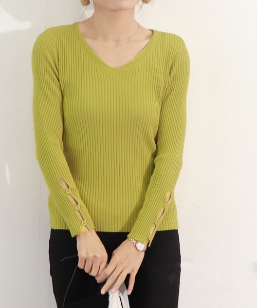 Miniministore(ミニミニストア)の「リブニットトップス レディースニットソー(ニット/セーター・レディース・ダークグリーン/ライトブラウン/ブラウン/グリーン/ブラック/ホワイト・フリー)」の17枚目の写真