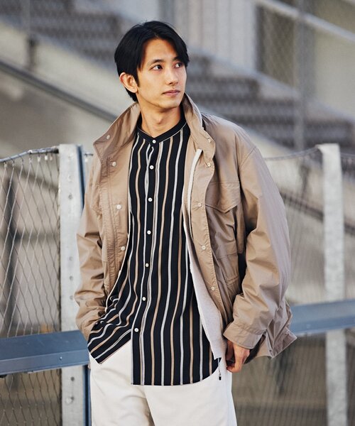 EDIFICE（エディフィス）の「ドライナイロン アーミースタンドブルゾン（ブルゾン・メンズ・ベージュ/ネイビー/サックスブルー・MEDIUM/LARGE）」の6枚目の写真