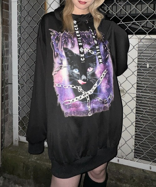 MAROCORE(マロコア)の「黒ねこプリントビッグシルエットパーカー フーディ 24AW(パーカー・レディース・ブラック/ホワイト・L/M)」の17枚目の写真