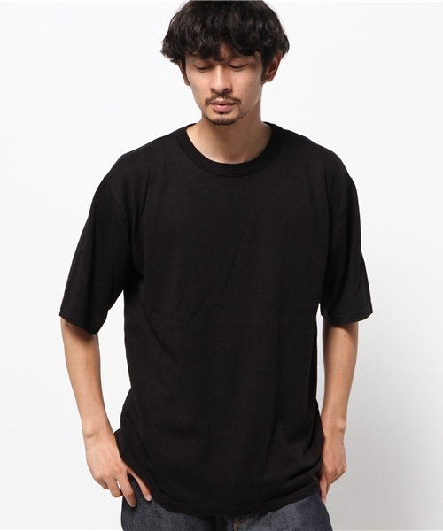 CIAOPANIC（チャオパニック）の「【Ciaopanic】　コットン天竺BIGニットTee5分袖（ニット/セーター・メンズ・グレー/ブラック/アイボリー・MEDIUM/LARGE）」の2枚目の写真