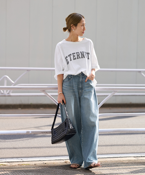 FRAMeWORK(フレームワーク)の「≪追加≫ロゴプリントハーフスリーブT(Tシャツ/カットソー・レディース・ホワイト/ブラウン・FREE)」の18枚目の写真