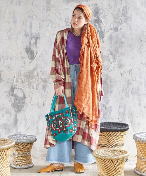 チャイハネ（チャイハネ）の「【チャイハネ】ローランタッセルストール（ストール/ショール・レディース・ナチュラル/ブルー/ピンク/ブラウン・FREE）」の12枚目の写真