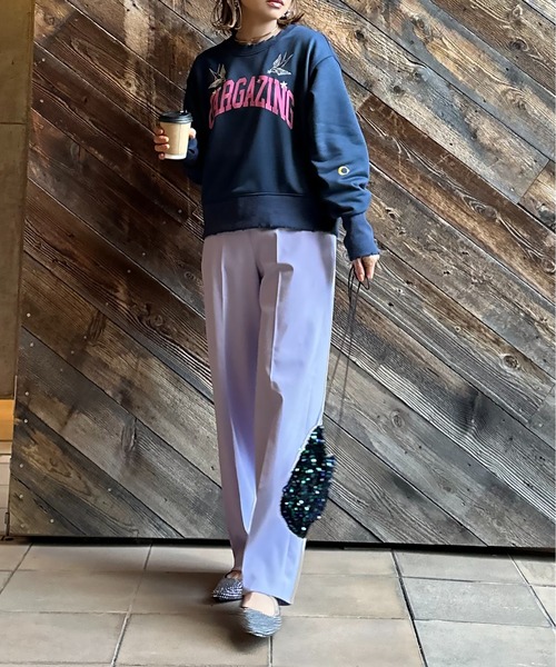 mi via loca(ミヴィアロカ)の「Vintageライク ダメージ加工 刺繍×ロゴプリント裏毛スウェット(スウェット・レディース・トップグレー/オートミール/ネイビー・FREE)」の20枚目の写真