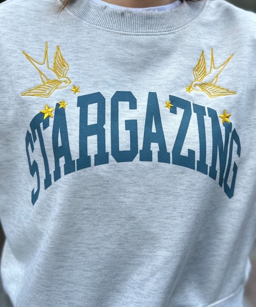 mi via loca(ミヴィアロカ)の「Vintageライク ダメージ加工 刺繍×ロゴプリント裏毛スウェット(スウェット・レディース・トップグレー/オートミール/ネイビー・FREE)」の9枚目の写真