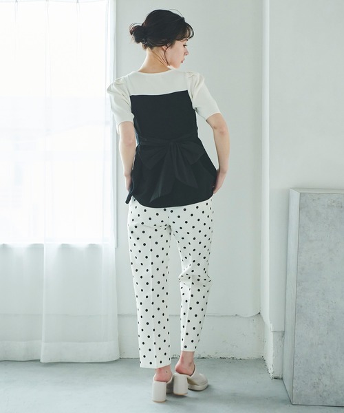 31 Sons de mode（トランテアン　ソン　ドゥ　モード）の「ドット柄ベルト付きテーパードパンツ（その他パンツ・レディース・オフホワイト/ネイビー・36/38）」の11枚目の写真