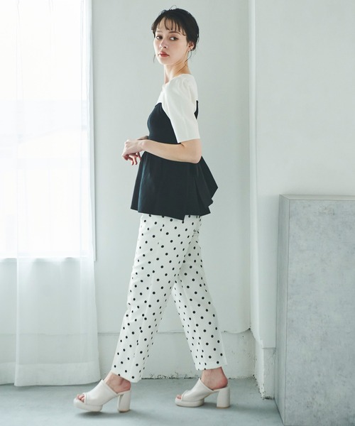 31 Sons de mode（トランテアン　ソン　ドゥ　モード）の「ドット柄ベルト付きテーパードパンツ（その他パンツ・レディース・オフホワイト/ネイビー・36/38）」の10枚目の写真