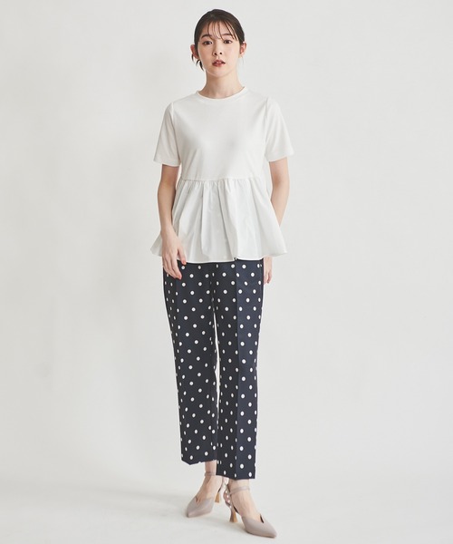 31 Sons de mode（トランテアン　ソン　ドゥ　モード）の「ドット柄ベルト付きテーパードパンツ（その他パンツ・レディース・オフホワイト/ネイビー・36/38）」の13枚目の写真