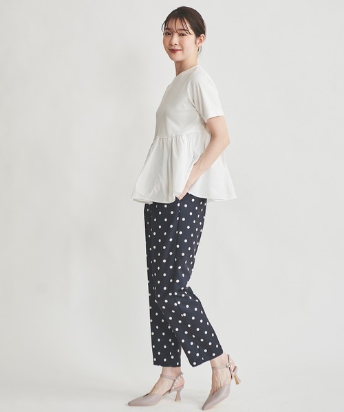 31 Sons de mode（トランテアン　ソン　ドゥ　モード）の「ドット柄ベルト付きテーパードパンツ（その他パンツ・レディース・オフホワイト/ネイビー・36/38）」の14枚目の写真